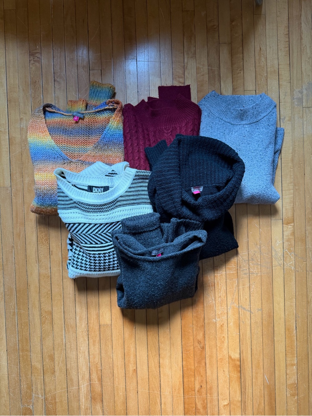 Lot of 6 Cozy & Stylish Sweaters L & XL Brands CeCe, DKNY, Vince Camuto